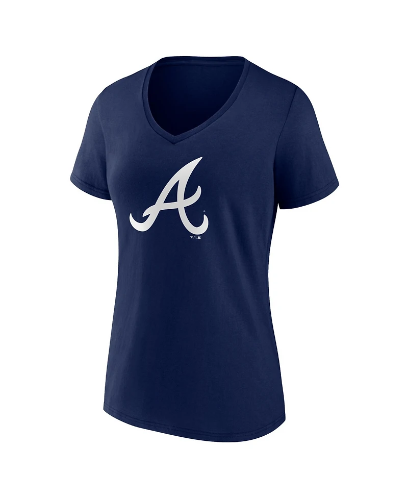 Logo Athletic Women's Navy Atlanta Braves V-Neck T-Shirt