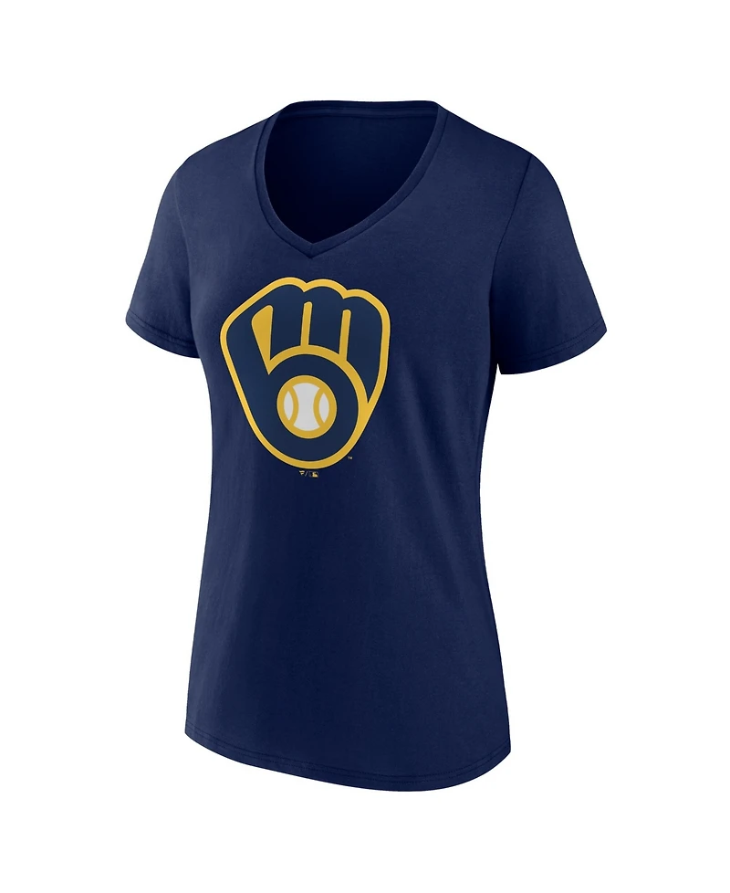 Logo Athletic Women's Navy Milwaukee Brewers V-Neck T-Shirt