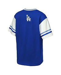 Outerstuff Big Boys and Girls Royal Los Angeles Dodgers Big League Base Runner Ringer T-Shirt