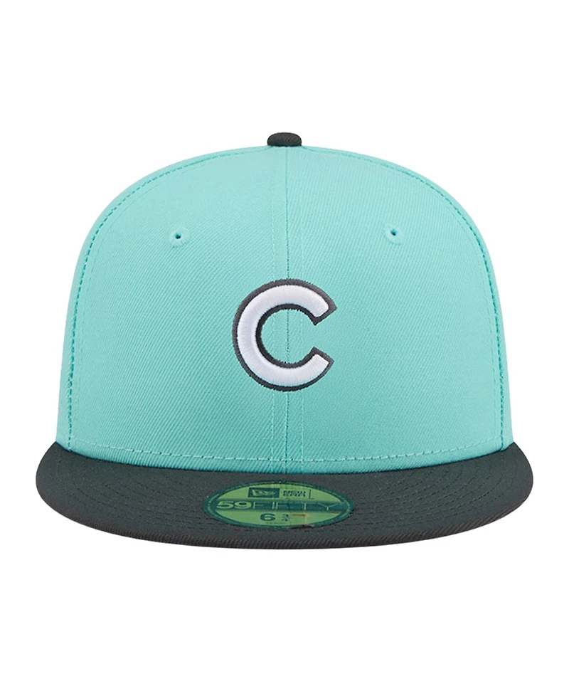 New Era Men's Turquoise/Charcoal Chicago Cubs Two-Tone Color Pack 59FIFTY Fitted Hat