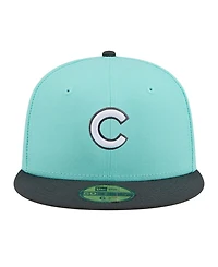 New Era Men's Turquoise/Charcoal Chicago Cubs Two-Tone Color Pack 59FIFTY Fitted Hat