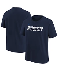 Nike Big Boys and Girls Navy Detroit Tigers City Connect Wordmark T-Shirt