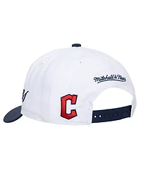 Mitchell & Ness Men's and Women's White/Navy Cleveland Guardians Xl Script Pro Crown Adjustable Hat