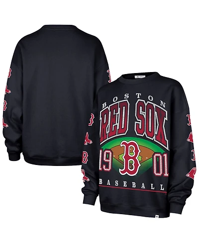'47 Brand Women's Black Boston Red Sox Trendy Team Go Big Oversized Sweatshirt