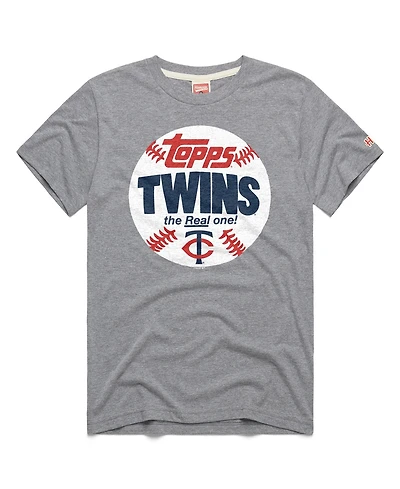 Homage Men's Gray Minnesota Twins Mlb x Topps Baseball the Real One Tri-Blend T-Shirt