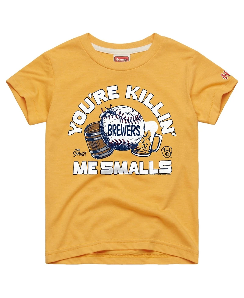 Homage Big Boys and Girls Gold Milwaukee Brewers x The Sandlot Tri-Blend T-Shirt