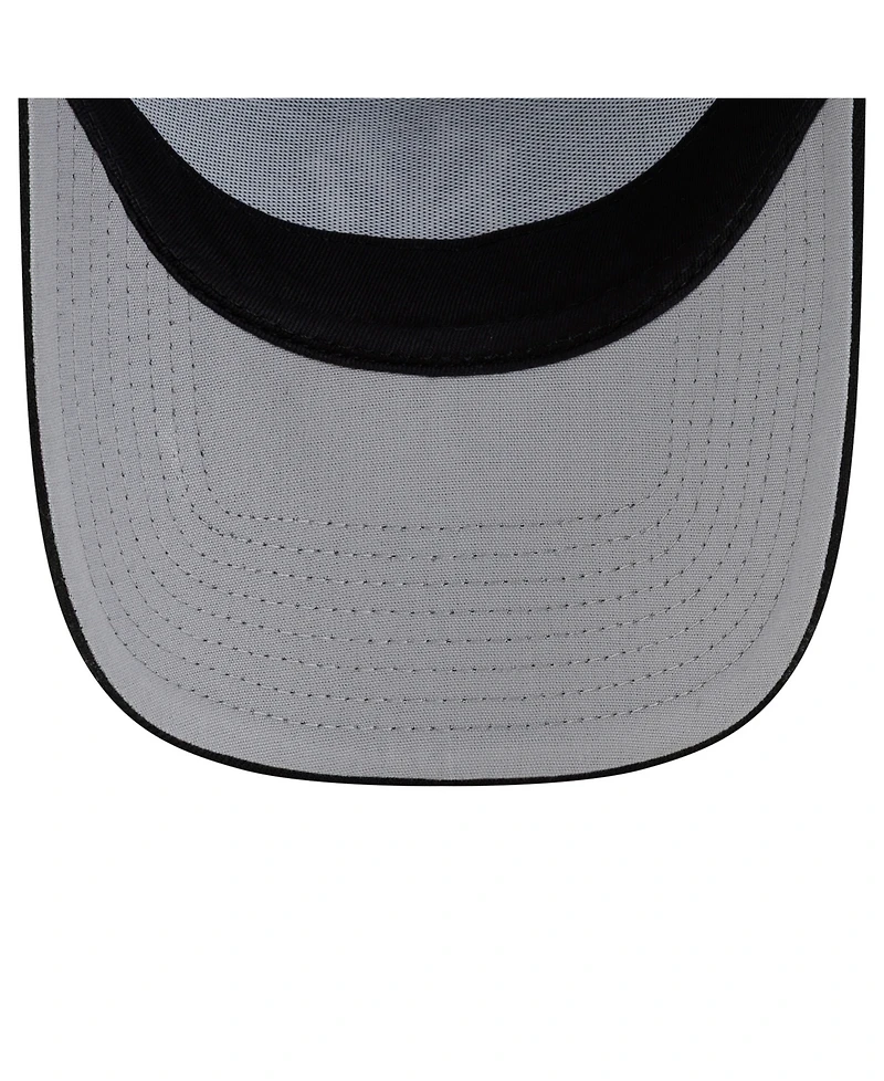 New Era Men's Black New York Yankees Side Script 9FORTY A-Frame Trucker Adjustable Hat