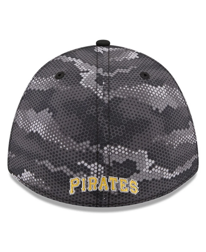 New Era Men's Black Pittsburgh Pirates Camo 39THIRTY A-Frame Flex Hat