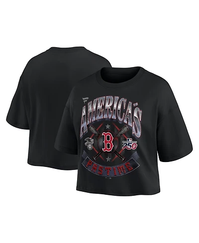 Fanatics Women's Black Boston Red Sox Americana Crop T-Shirt