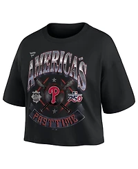 Fanatics Women's Black Philadelphia Phillies Americana Crop T-Shirt