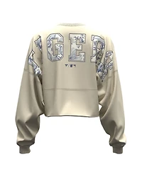 Fanatics Women's Light Beige Detroit Tigers Spirit Floral Script Cropped Long-Sleeve T-Shirt