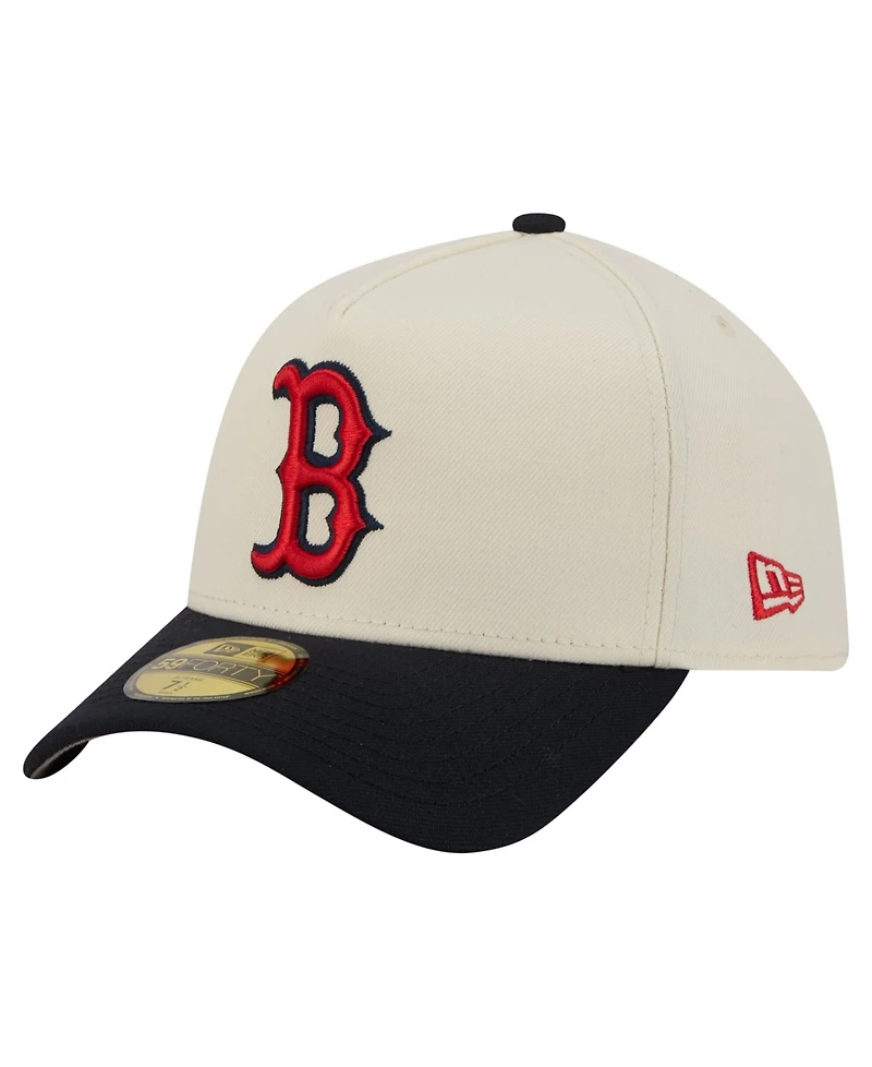 New Era Men's Cream Boston Red Sox Chrome A-Frame 59FORTY Fitted Hat