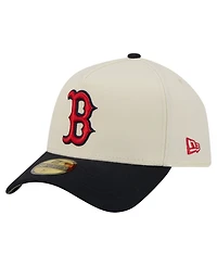 New Era Men's Cream Boston Red Sox Chrome A-Frame 59FORTY Fitted Hat