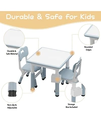 Gaomon Kids Table and 4 Chairs Set with Graffiti Desktop, Height Adjustable Toddler Table and Chairs, 4 in 1 Play Table