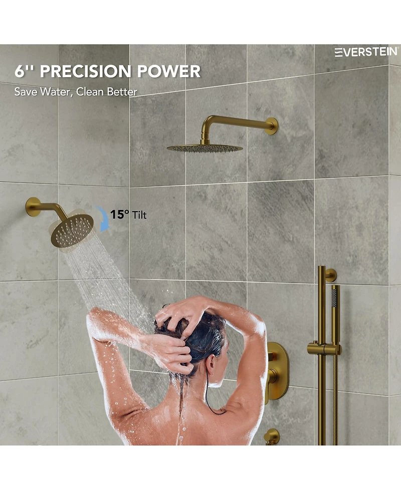 Everstein Pressure-Balanced Shower System 10 inch Rainfall DualShowerheads with Handheld Brushed