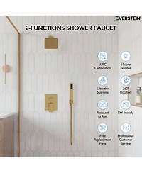 Everstein Pressure-Balanced Rainfall Shower System High-Pressure Rain Head with Handheld Spray Brushed