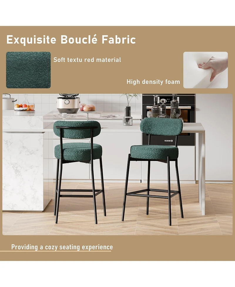 Dyhome 30" Bar Stools Set of 2, Counter Height Chairs with Backrest and Footrest