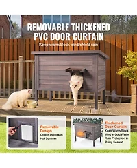 Vevor Outdoor Cat House Wooden Feral Cat Shelter with Roof and Pvc Door Flaps