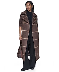 Dkny Womens Notch Collar Belted Wrap Coat