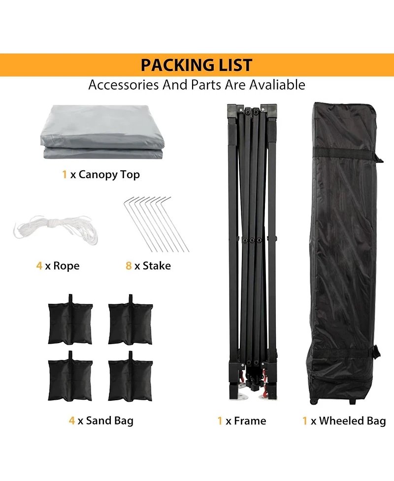 gaomon Canopy Tent - 10x10 Feet Pop Up Outdoor Instant Tent, Commercial Instant Shelter, 3 Adjustable Heights, Wheeled Bag, Portable for Patio, Deck