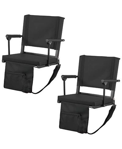Yiortwo 2-Piece Stadium Seat with Back Support, Armrests, Cushion and Shoulder Strap
