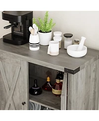 homfan Farmhouse Sideboard Buffet Cabinet with Storage, 2 Barn Doors and Adjustable Shelf for Kitchen, Living Room, Entryway