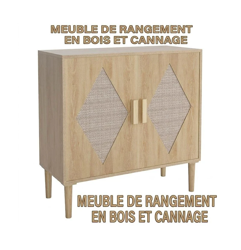 homfan Buffet Cabinet with Rattan Doors Sideboard Storage for Living Room, Dining Room, Entryway