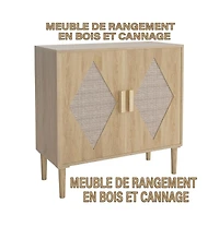 homfan Buffet Cabinet with Rattan Doors Sideboard Storage for Living Room, Dining Room, Entryway