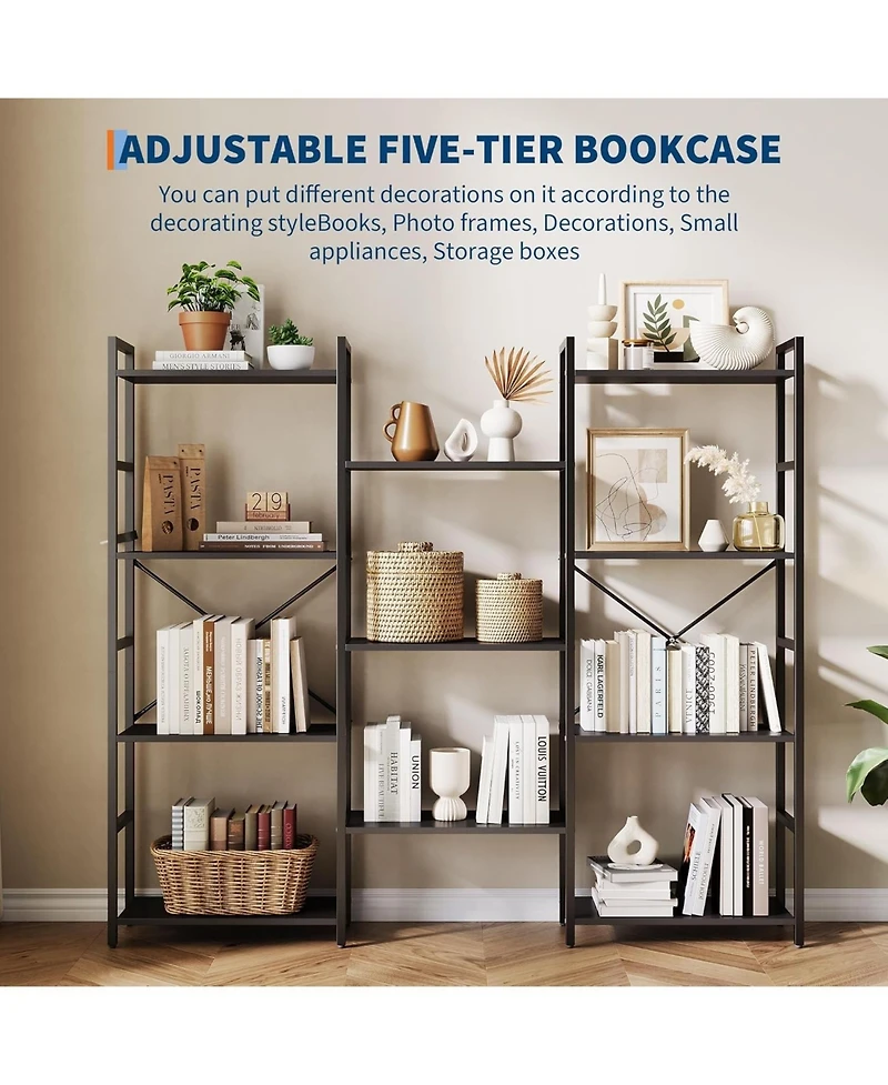 gaomon Triple Column 4-Tier Bookshelf
