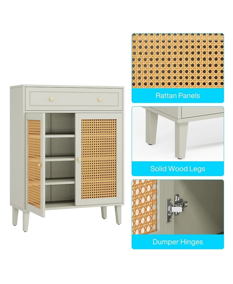 Slickblue Modern Wooden Shoe Cabinet with Drawer and Adjustable Shelves