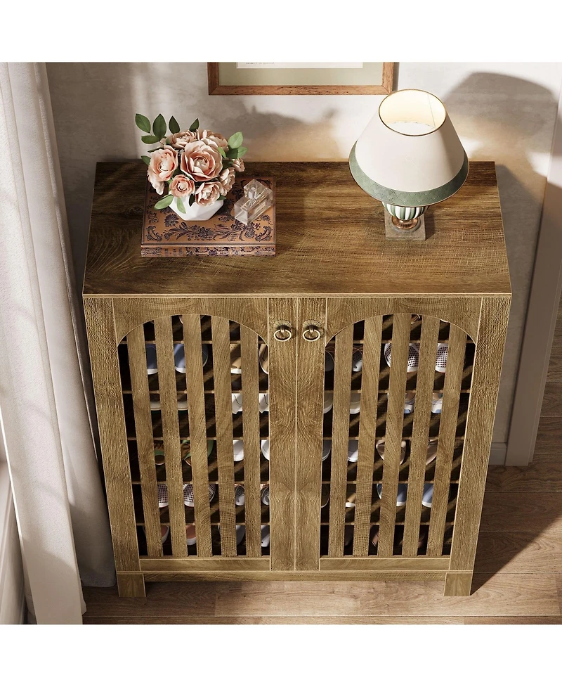 Slickblue Modern Shoe Cabinet with 6 Tier Storage Shelves and Doors