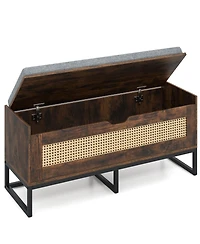 Slickblue Shoe Storage Chest with Flip-Top Seat and Wicker Style Space