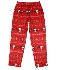 Peanuts Snoopy Girl's Christmas Sweater Sleep Tossed Print Pajama Pants For Kids