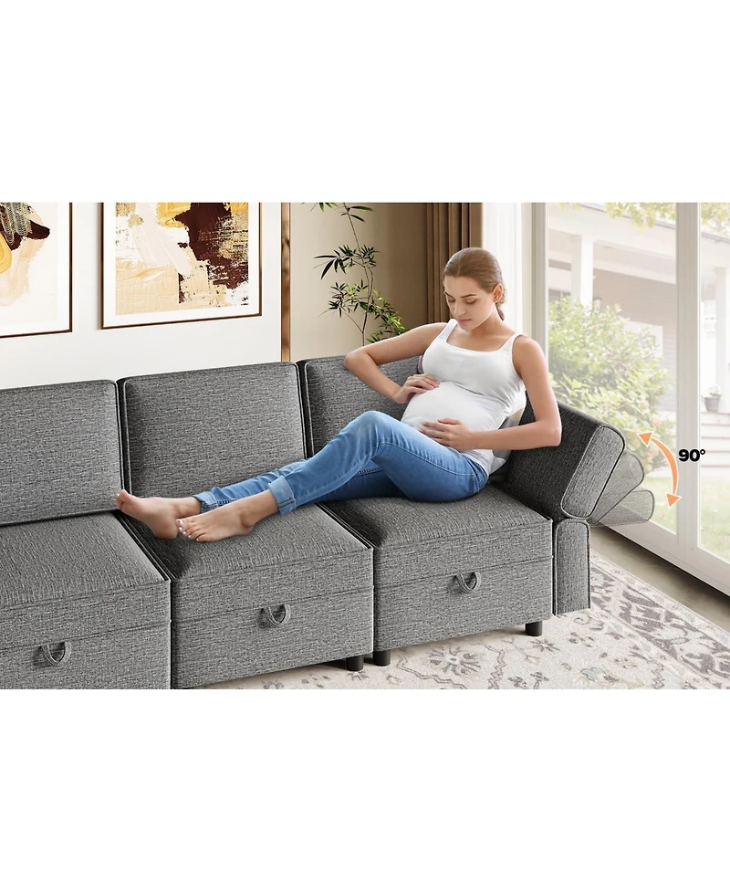 gaomon Convertible Sectional Sofa, Modular Sectional Sofa with Reversible Chaise, Chenille U-Shape Modular Couch with Storage Seats and Ottomans