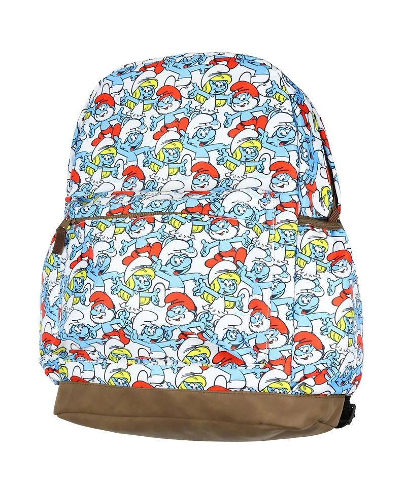 The Smurfs Backpack Papa Smurfette Brainy Smurf All Over Print School Book Bag