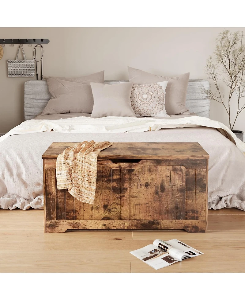 homfan Storage Bench, 39 Inch Wood Lift Top Entryway Organizer Chest with Slow Close Hinges, Coffee Table for Living Room