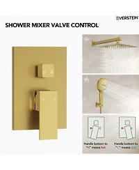 Everstrein High-Pressure Rain Shower System, Faucet Set 10" Rainfall Head with 3-Function Handheld Spray Brushed Nickel