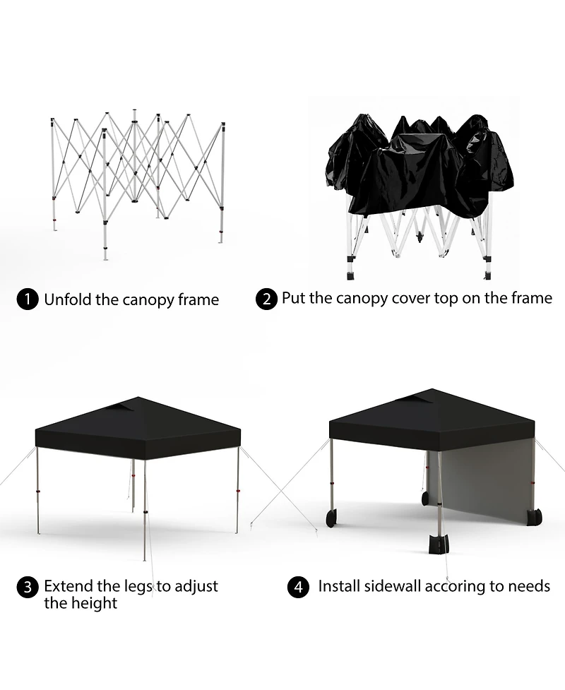 gaomon 10x10FT Pop Up Canopy Tent, Removable Sidewall, Adjustable Height, Vented Roof, Waterproof Silver Coating, Quick Setup with Wheeled Carry Bag
