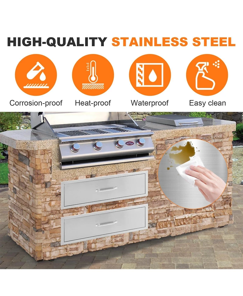 homfan Stainless Steel Storage Drawer, Metal Cabinet Drawer for Kitchen, Pantry, or Laundry Room