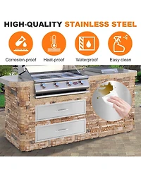 homfan Stainless Steel Storage Drawer, Metal Cabinet Drawer for Kitchen, Pantry, or Laundry Room