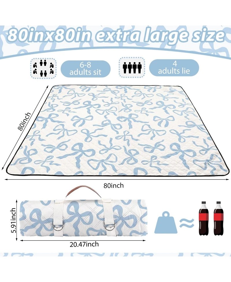 Aofar Bow Picnic Blanket Waterproof Camping Beach Mat