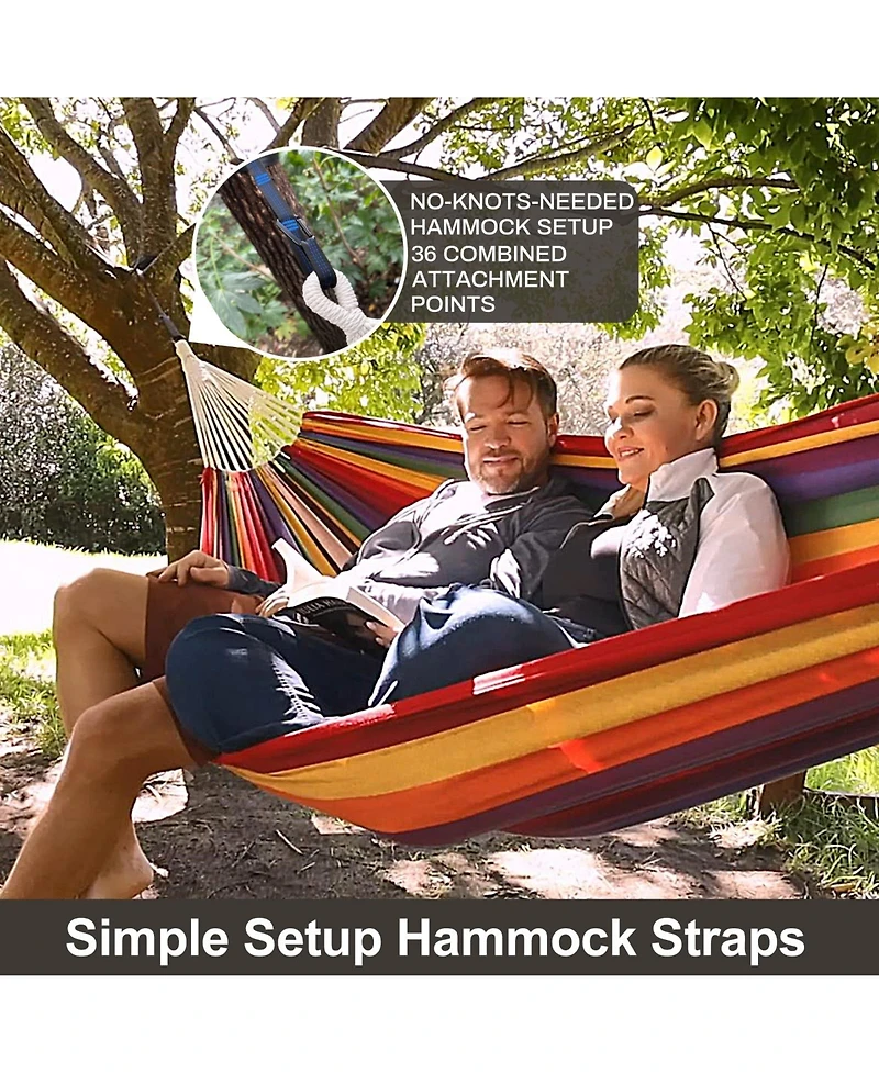 Aofar Brazilian Double Hammock With Tree Straps Soft Fabric set