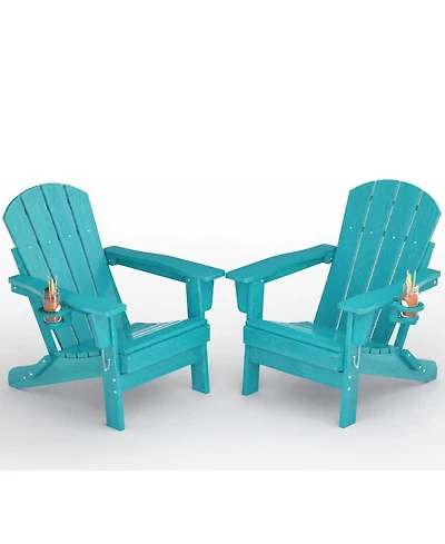 gaomon Hdpe Outdoor Patio Chair, Folding Adirondack Chair Set of 2 for patios, Decks, Gardens, fire Pit, Lake