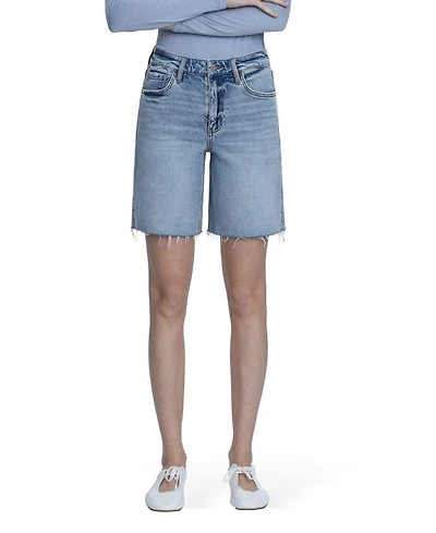 Vervet Women's High Rise Raw Hem Denim Shorts