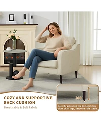 gaomon Mid-Century Modern Accent Chairs,Modern Linen Fabric Armchair for Living Room,Comfy Sofa Chairs with Scooped Arms