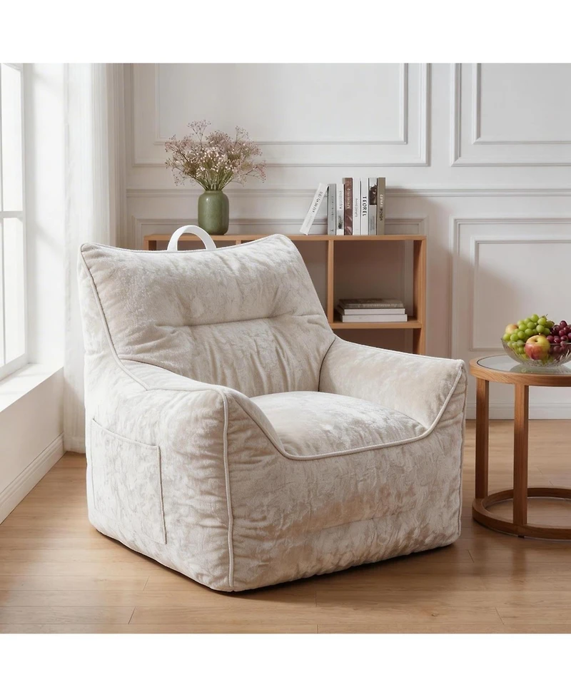 gaomon Bean Bag Chair for Adults and Kids, Cozy Bean Bag Sofa Chair with Armrests, Chenille Comfy BeanBag Chairs with Shredded Foam