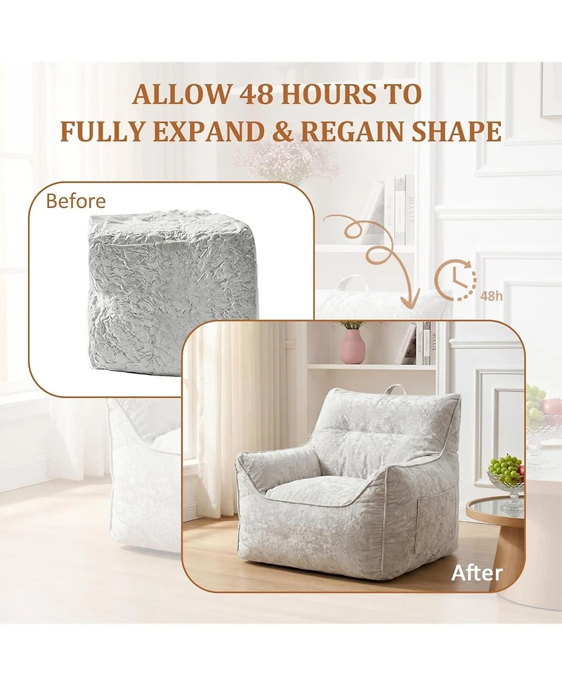 gaomon Bean Bag Chair for Adults and Kids, Cozy Bean Bag Sofa Chair with Armrests, Chenille Comfy BeanBag Chairs with Shredded Foam