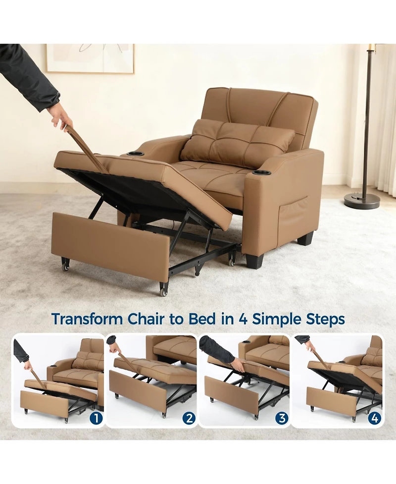 gaomon 3-in-1 Convertible Sleeper Chair Bed