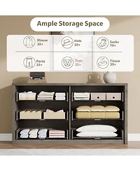 gaomon 6 Drawer Dresser for Bedroom, Wide Wood Chest of Drawers Handle Free, Large Modern Dresser Storage Cabinet for Living Room, Hallway Entryway