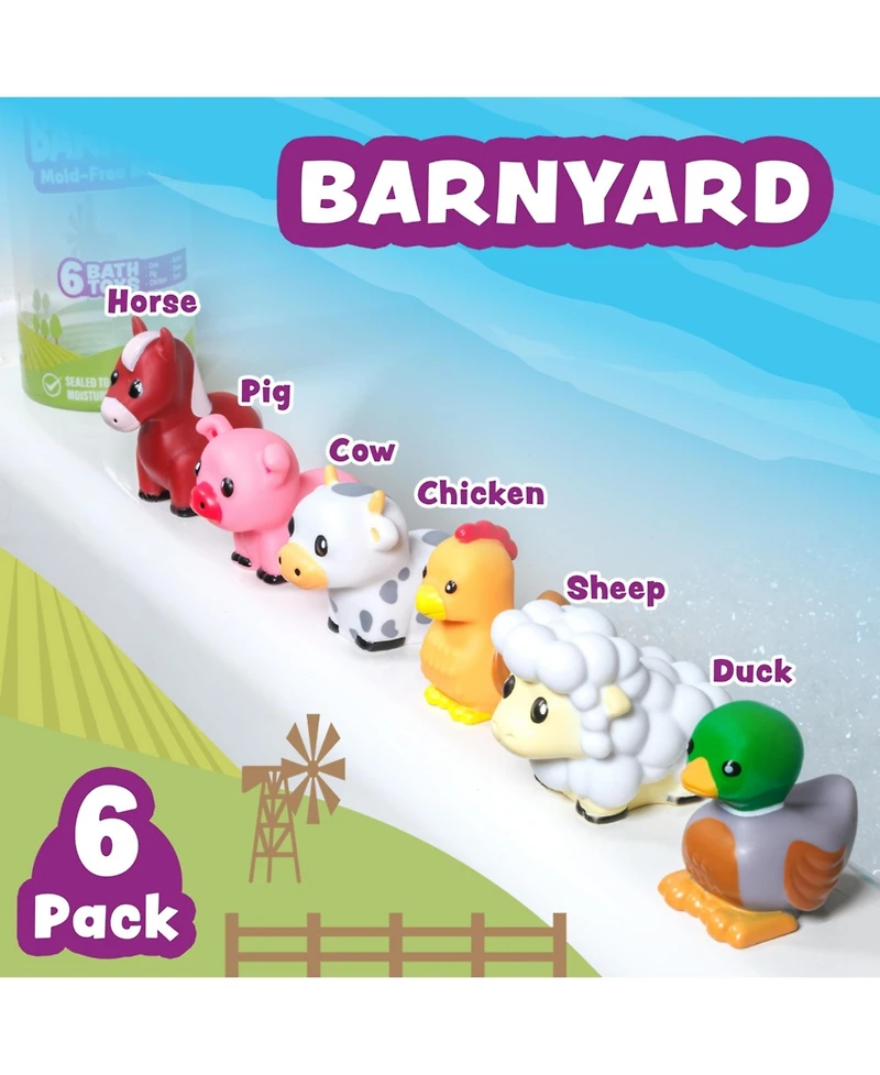 Gnuadz 6 Pack Barnyard Mold Free Bath Toys Sealed No Hole Soft Squeezable Float Bathtub Pool